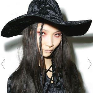 Killstar Black Crushed Velvet Witch Hat DollsKill